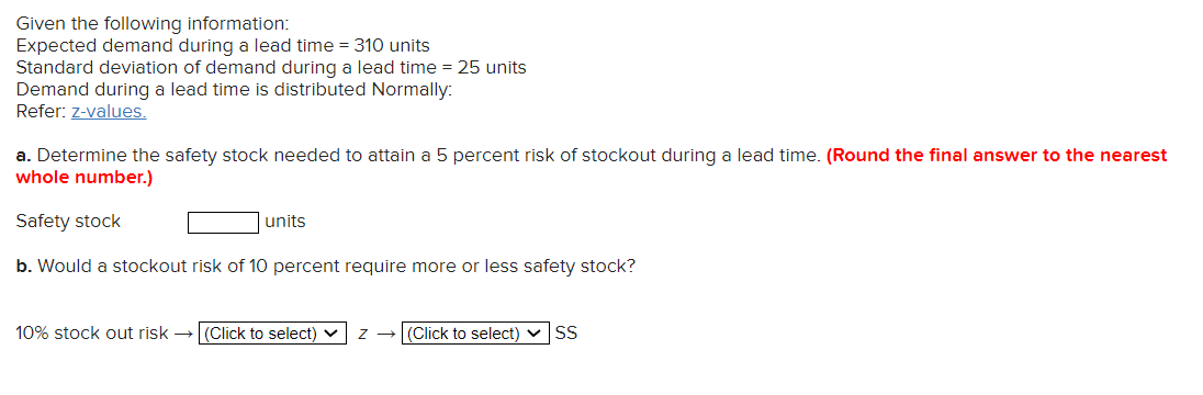 Given the following information: Expected demand