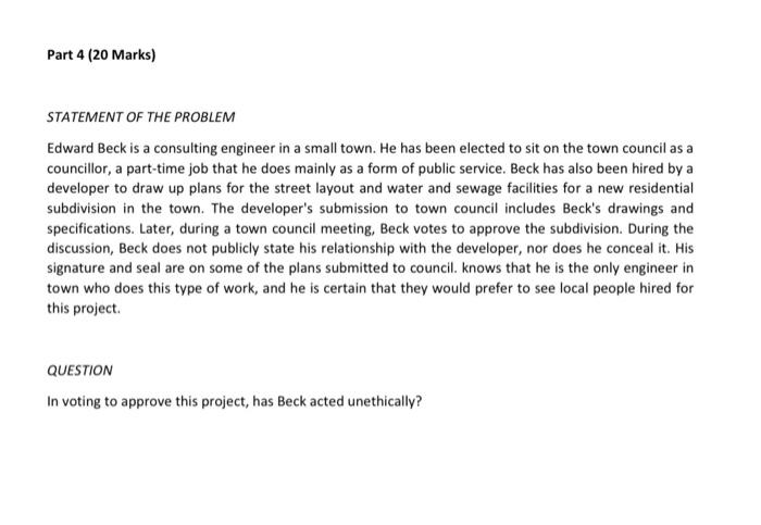 STATEMENT OF THE PROBLEM Edward Beck is a