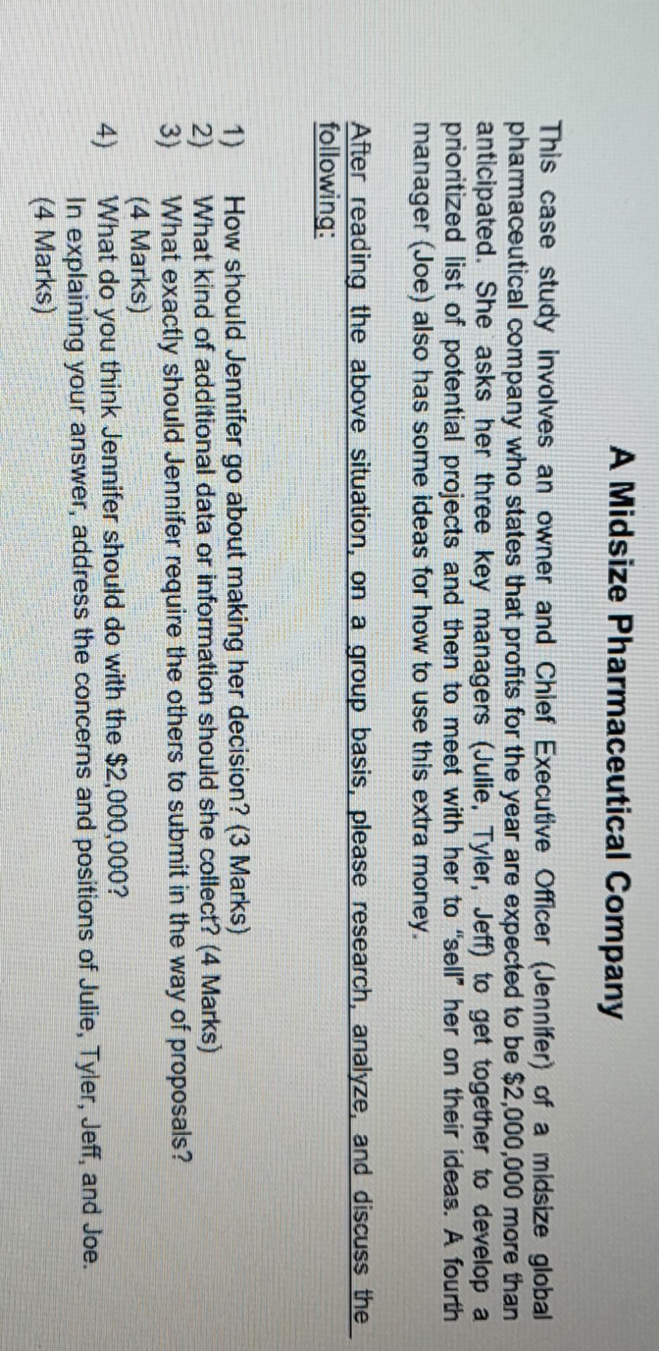 answer the 4th question only A Midsize