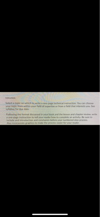 Select a topic on which to write a one-page