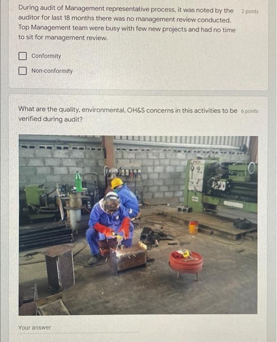 During audit of Management representative