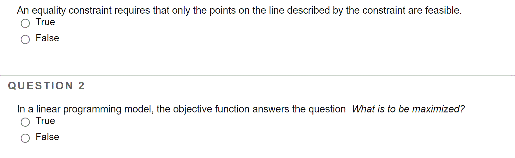 An equality constraint requires that only the