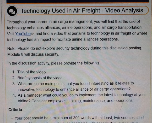 Technology Used in Air Freight - Video Analysis