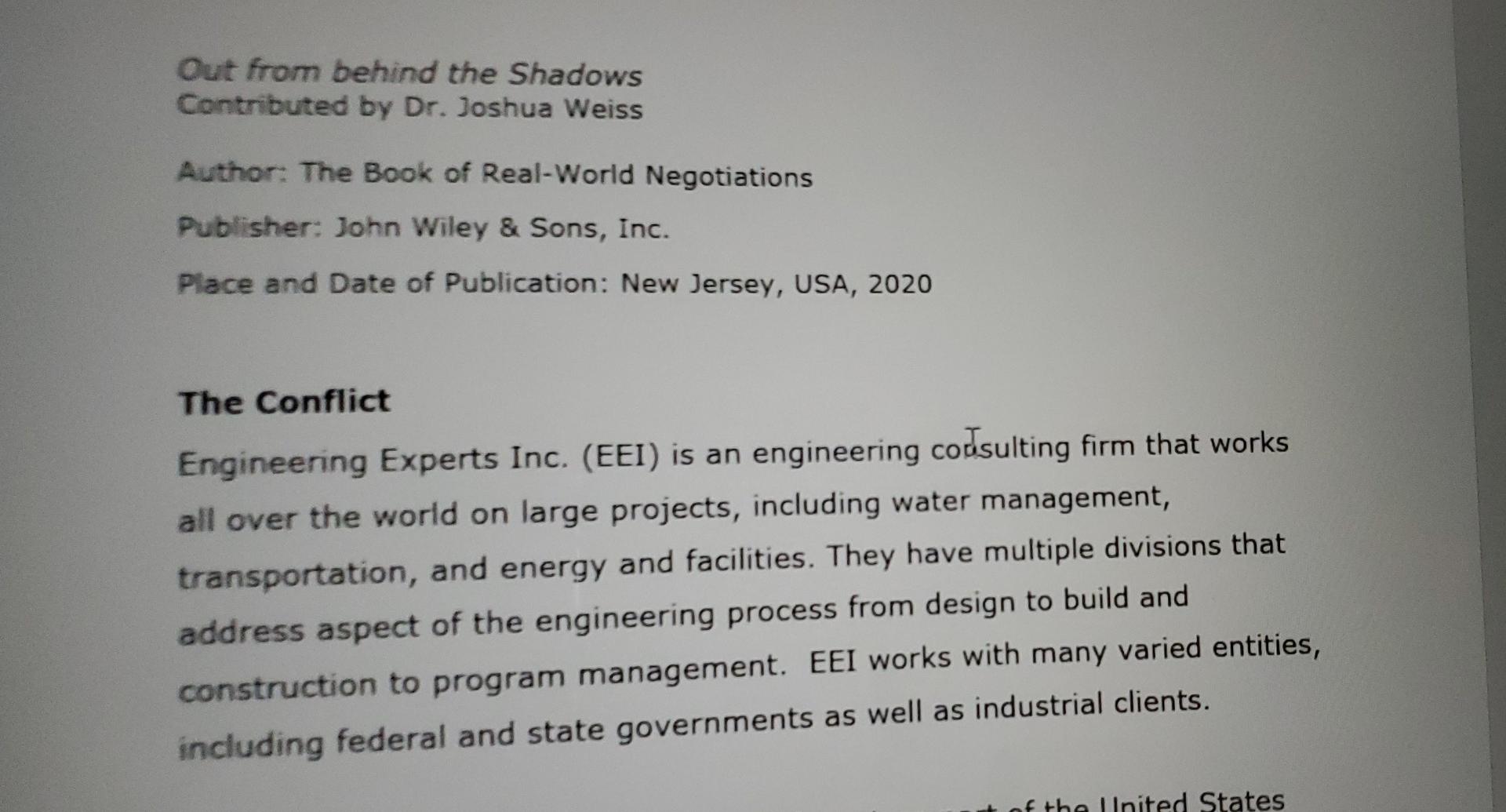 Out from behind the Shadows Contributed by Dr.