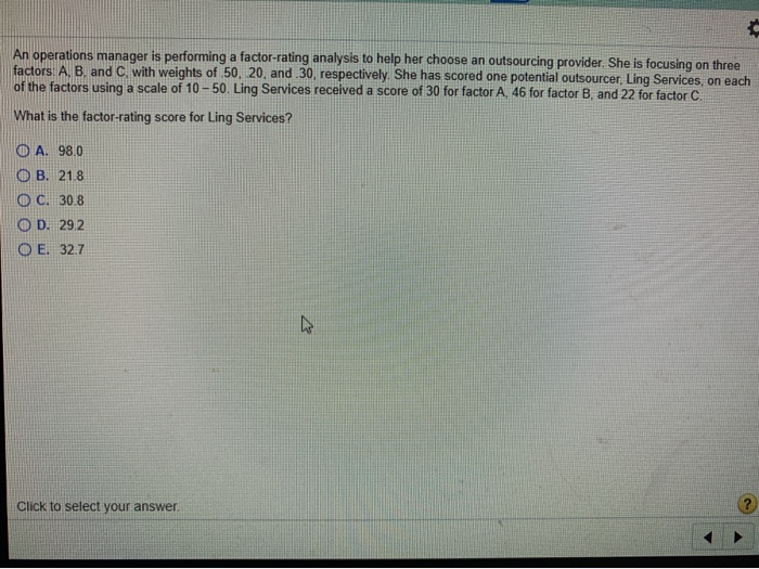 An operations manager is performing a