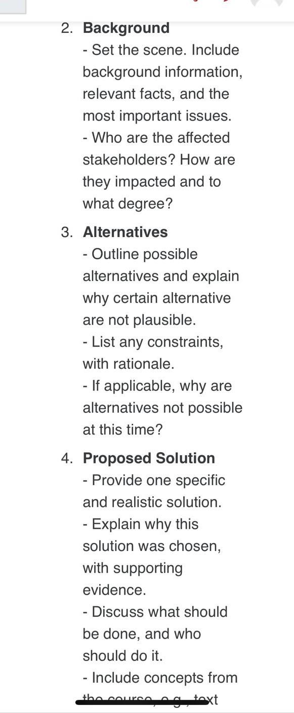 2. Background - Set the scene. Include background