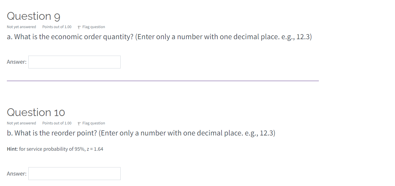 Given the following information, formulate an