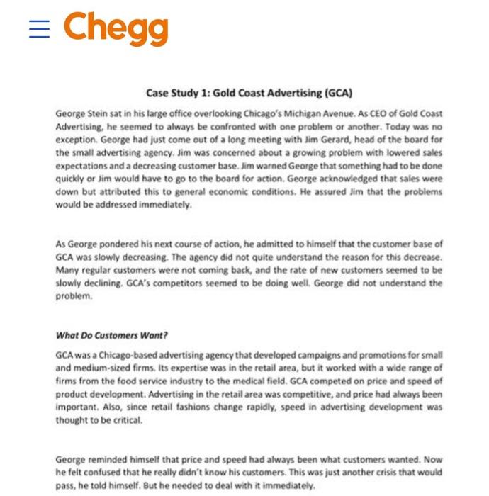 Case Study 1: Gold Coast Advertising (GCA) George