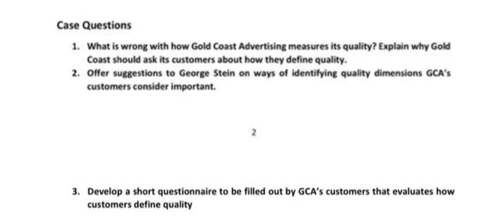 Case Study 1: Gold Coast Advertising (GCA) George