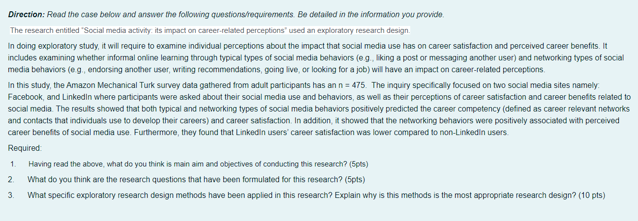 Direction: Read the case below and answer the