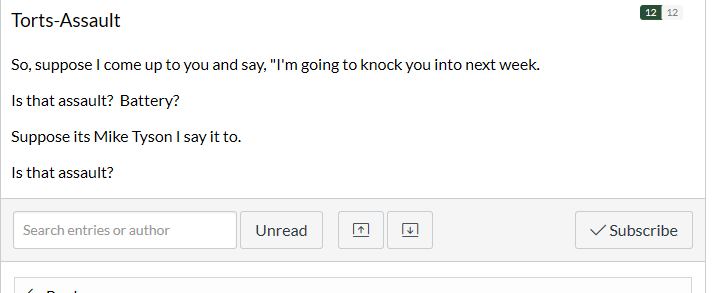 12 12 Torts-Assault So, suppose I come up to you