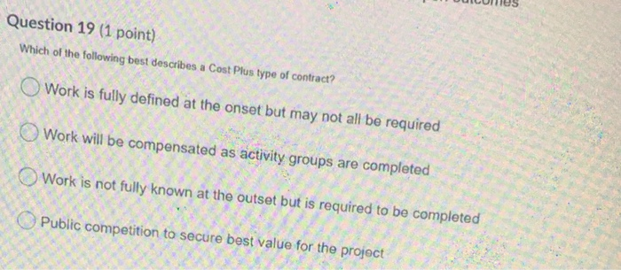 Question 19 (1 point) Which of the following best