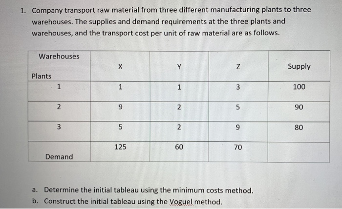 1. Company transport raw material from three