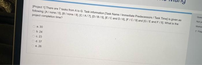 Project 1] There are 7 tasks from A to G. Task