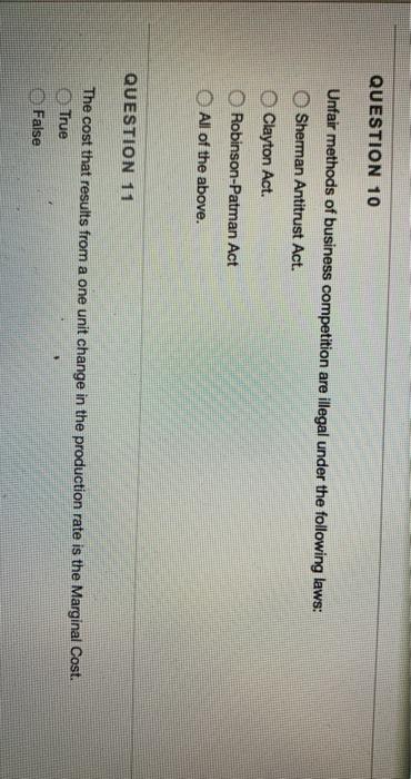 QUESTION 10 Unfair methods of business