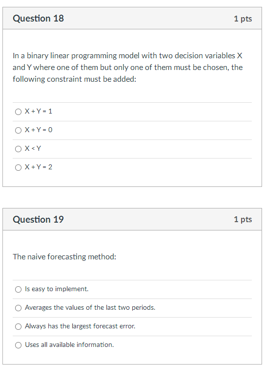 In a binary linear programming model with two