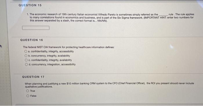 QUESTION 15 1. The economic research of 19th