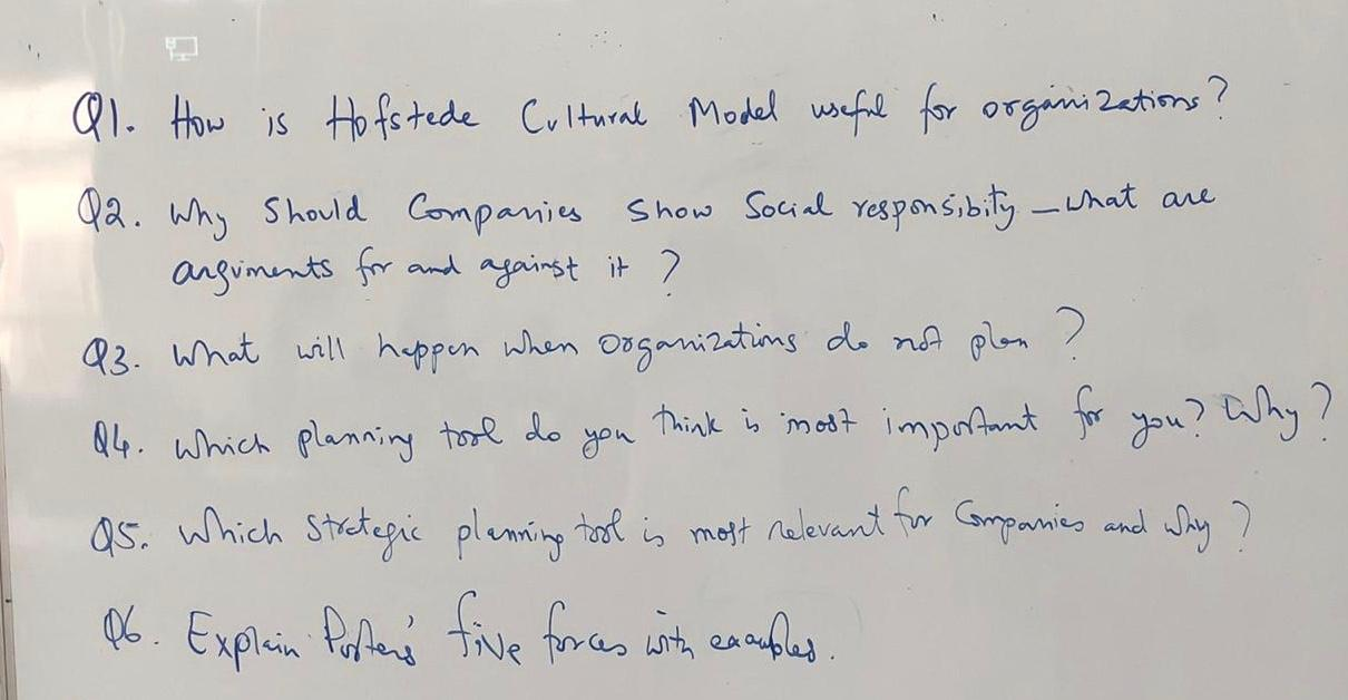 Q1. How is Hofstede Cultural Model useful for