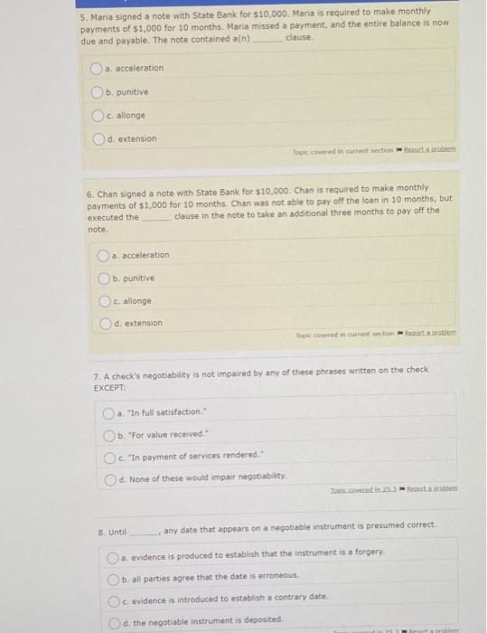 5. Maria signed a note with State Bank for