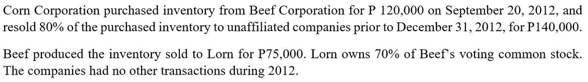 Corn Corporation purchased inventory from Beef