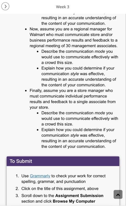 Due by Sunday (Day 7), 11:59 pm CT Walmart