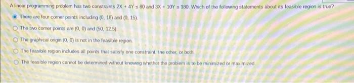 Alinear programming problem has two constraints