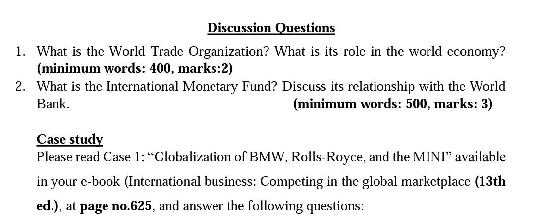 Discussion Questions What is the World Trade
