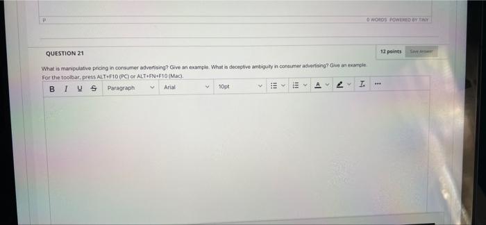 P O WORDS POWERED BY TINY QUESTION 21 12 points