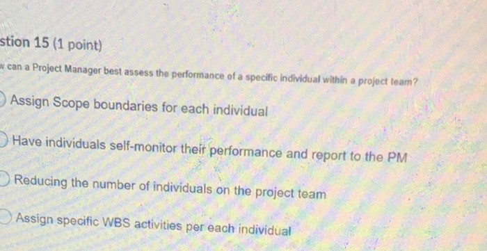 stion 15 (1 point) w can a Project Manager best