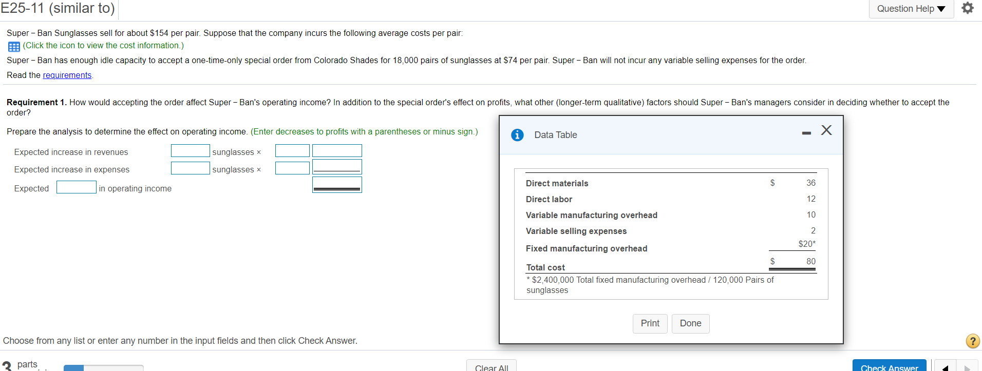 E25-11 (similar to) Question Help Super - Ban