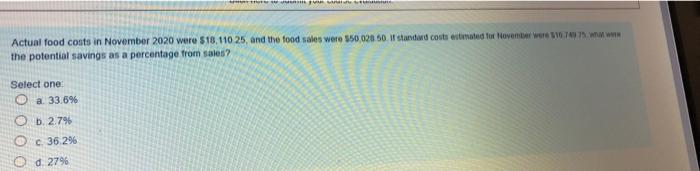 www Actual food costs in November 2020 were