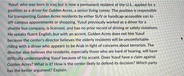 Yusuf, who was born in Iraq but is now a