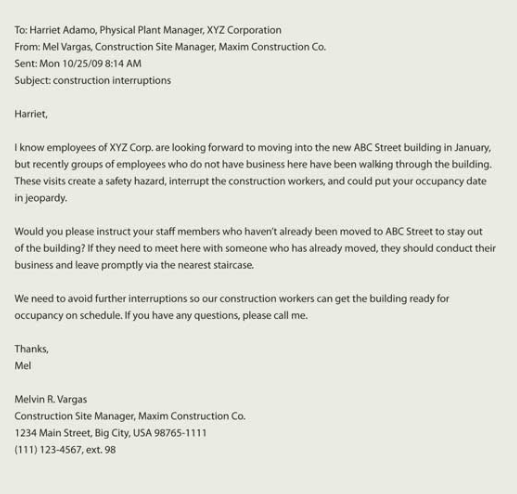 INFORMATION MESSAGE (E-MAIL)