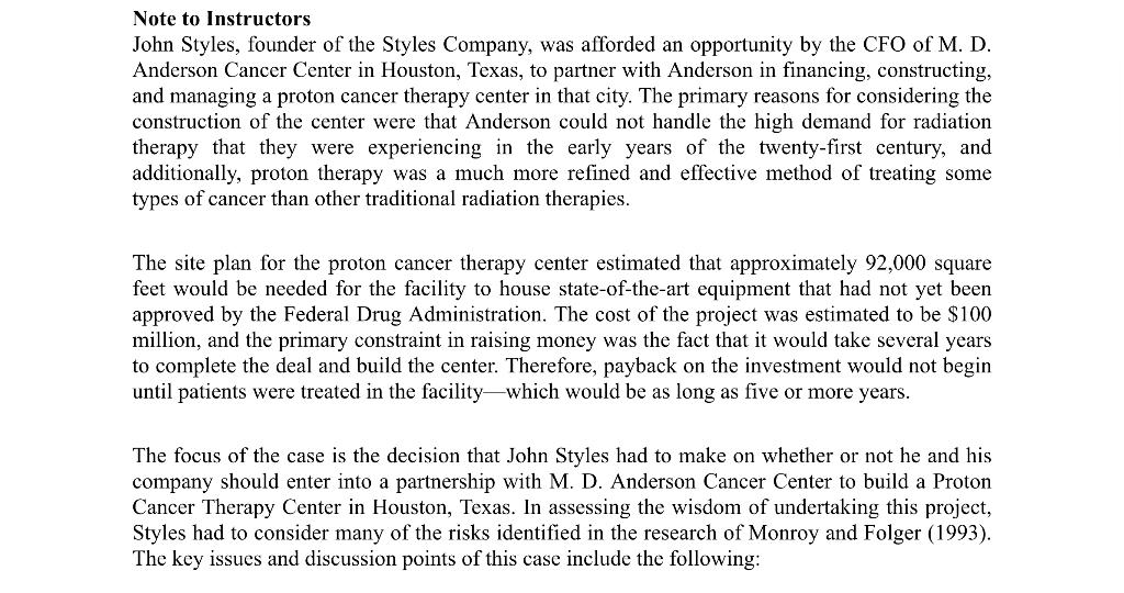 please answer all questions Note to Instructors