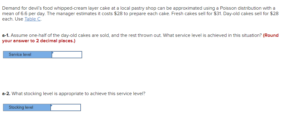 Demand for devil's food whipped-cream layer cake