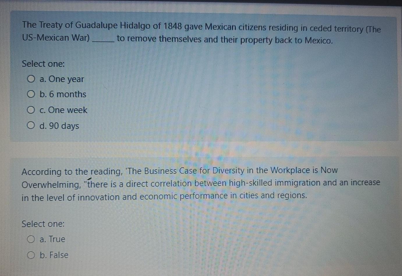 The Treaty of Guadalupe Hidalgo of 1848 gave