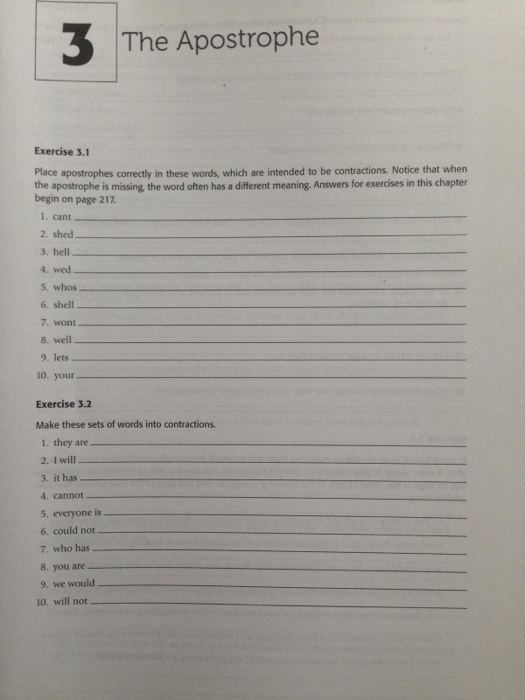3 The Apostrophe Exercise 3.1 Place apostrophes