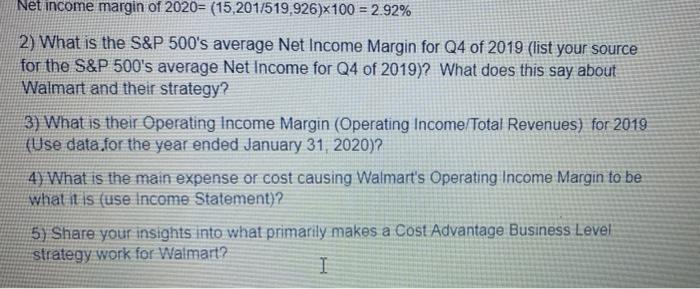 Net income margin of 2020= (15,201/519,926)x100 =