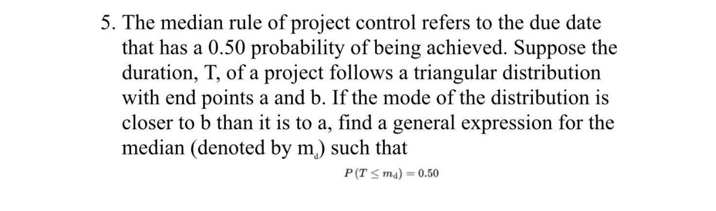 5. The median rule of project control refers to