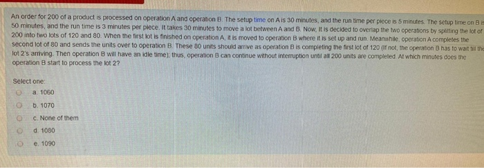 An order for 200 of a product is processed on