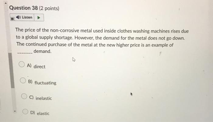 The price of the non-corrosive metal used inside