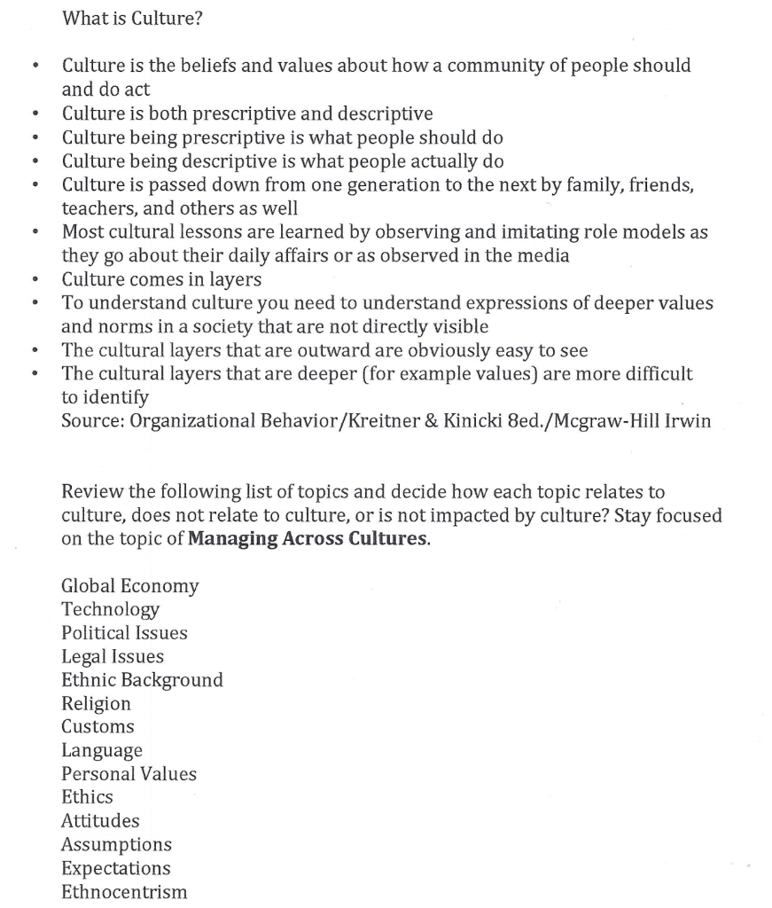 What is Culture? . . Culture is the beliefs and