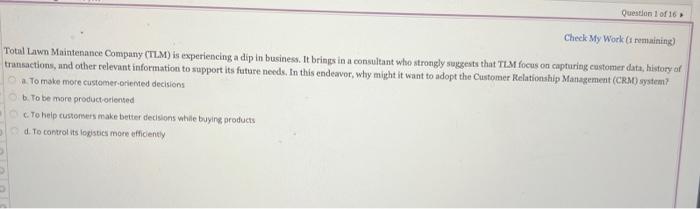 Check My Work ( I nemaining) Total Lawn