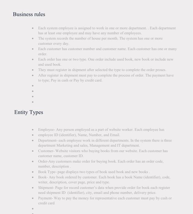 i want to business roles and entity type for