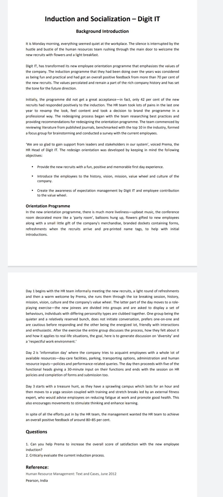 Induction and Socialization - Digit IT Background