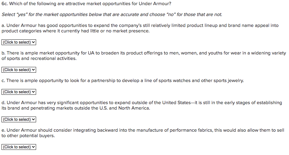 6c. Which of the following are attractive market