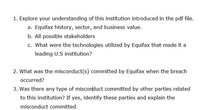 1. Explore your understanding of this institution