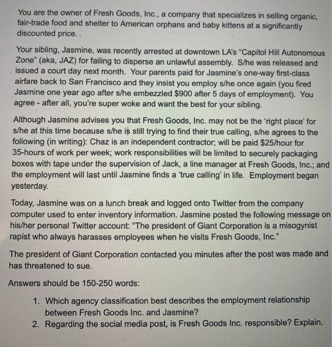 1. Which agency classification best describes the