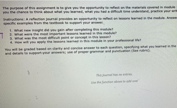 The purpose of this assignment is to give you the