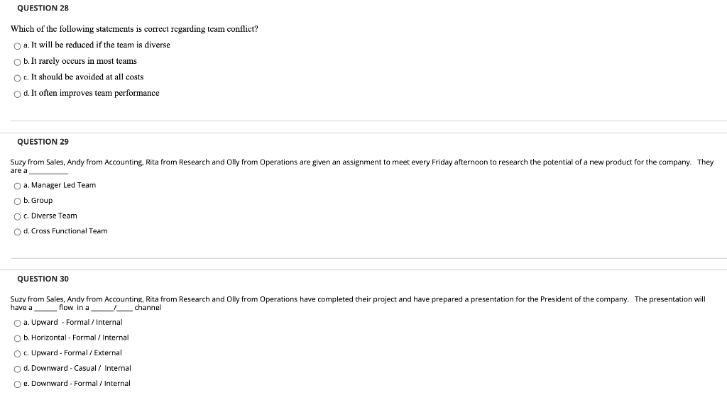 QUESTION 28 Which of the following statements is